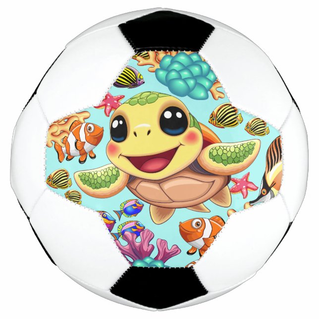 Ballon De Foot Tortue de mer Bébé heureux et mignonne personnage (Devant)