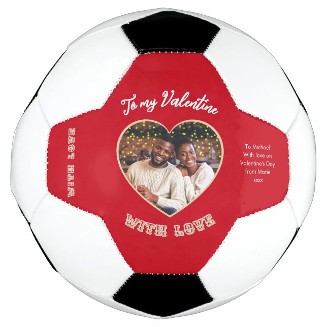 Ballon De Foot Valentine's Day Red Personalized Heart Photo (Devant)