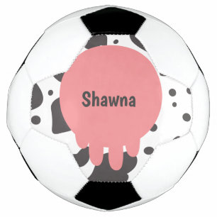 Ballon de Football à Motif Rose Vache Drôle Monogr