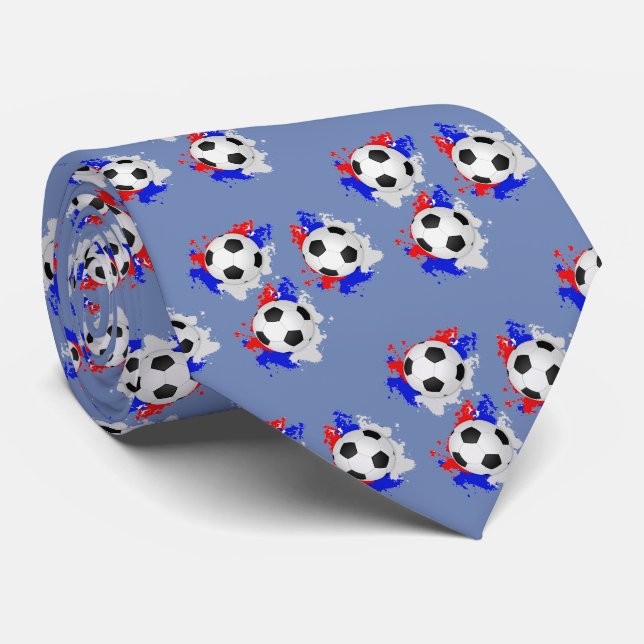 Ballon de football avec la cravate bleue blanche (Roulé)
