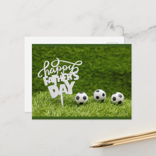 Ballon de soccer et carte Bonne fête des Pères pou (Devant/Arrière en situation)