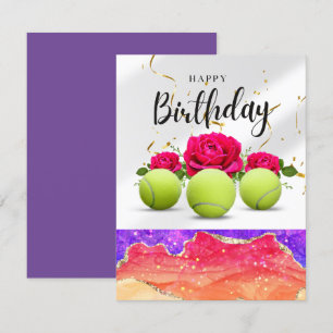 Ballon de tennis et Fleurs pour Joueur Carte d'ann