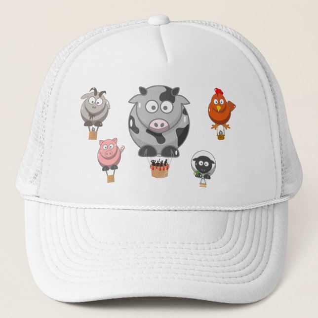 Ballon Farm Animals Fun Cartoon Truckerkappe (Vorderseite)