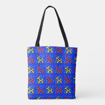 Ballon Hunde Tasche in Blau, Rot, Gelb und Aquamar