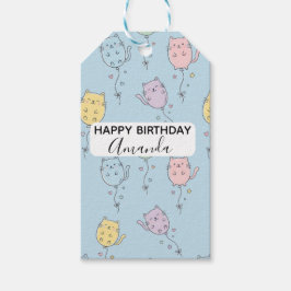 Ballon-Katzen-Muster Cute Minimalist Geschenkanhänger