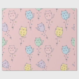 Ballon-Katzen-Muster Süßer minimalistischer Stil Geschenkpapier
