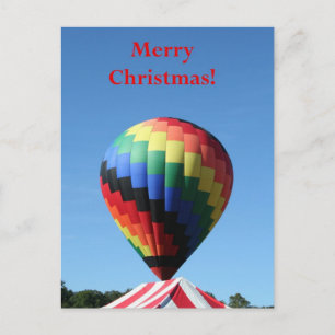 Ballon mit einem Candy Cane Zelt! Frohe Weihnachte Feiertagspostkarte