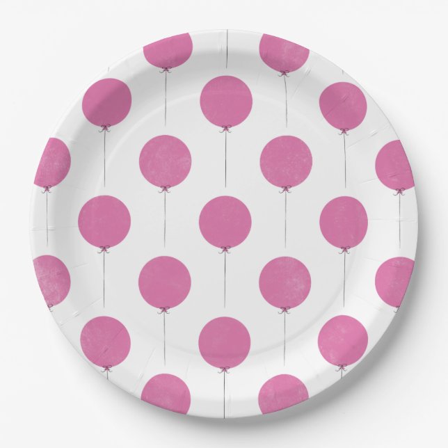 Ballon Paper Plate - Fuchsia Pappteller (Vorderseite)