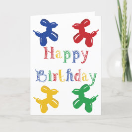 Ballon Skulptur Tiere farbenfrohe Hunde Geburtstag Karte