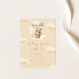 Ballon Teddy Bear Neutral Baby Shower Einladung