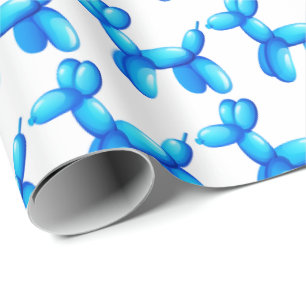 Ballon-Tier-Pudel-Hundeblau-Muster Geschenkpapier