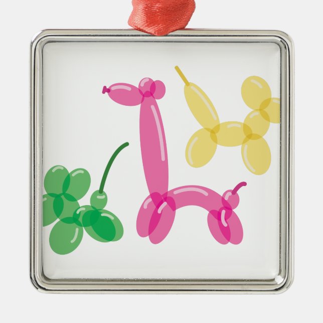 Ballon-Tiere Silbernes Ornament (Vorne)
