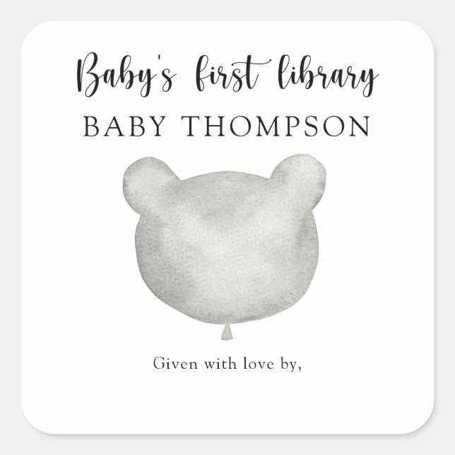 Ballonbär - die erste Bibliothek des Babys Quadratischer Aufkleber (Vorderseite)