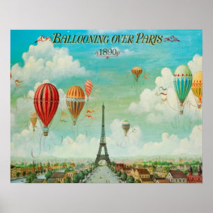 Ballonfahren über Paris Poster
