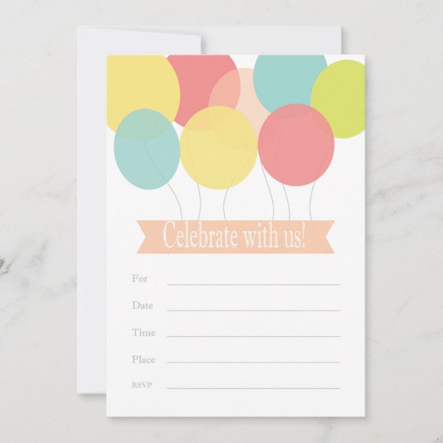 Ballongeburtstag Einladung (Vorderseite)