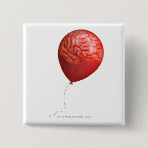 Ballonillustration mit einem gelegten Gehirn Button