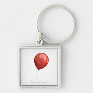 Ballonillustration mit einem gelegten Gehirn Schlüsselanhänger