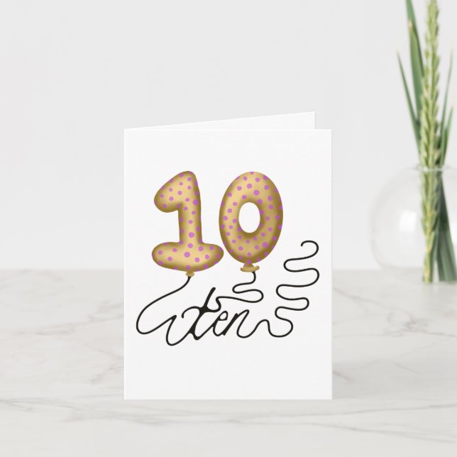 Ballonkarte zum 10. Geburtstag Karte (Vorderseite)