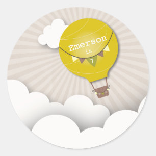 Ballons à air chaud jaune Anniversaire Sticker