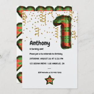 Ballons à bison Plaid 1er Invitation d'anniversair