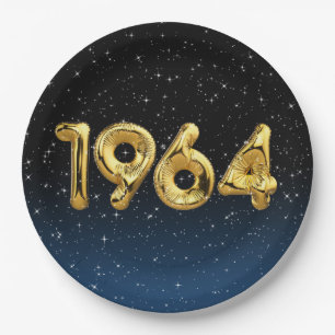 Ballons Anniversaire 1964 En Étoiles Assiette En P