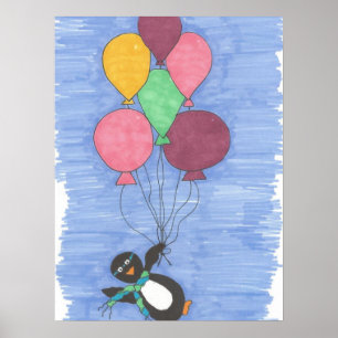 Ballons avec Poster d'art en pingouin Imprimer