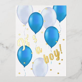 Ballons Bleus baby shower Foil Invitation
