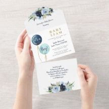 Ballons bleus baby shower invitation garçon