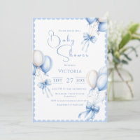 Ballons Bleus Boy Baby shower Invitation