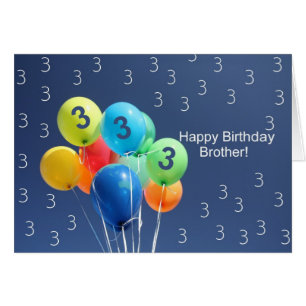 Ballons colorés de la 3e carte d'anniversaire Bro