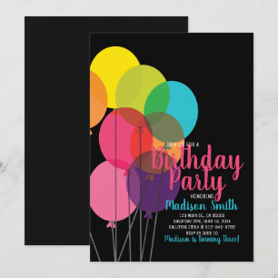 Ballons colorés Invitation Anniversaire
