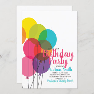 Ballons colorés Invitation d'anniversaire