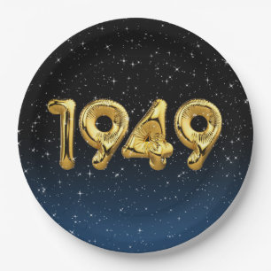 Ballons d'anniversaire 1949 en assiette en papier