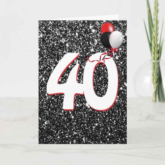 Ballons d'anniversaire 40e sur carte Parties scint (Devant)