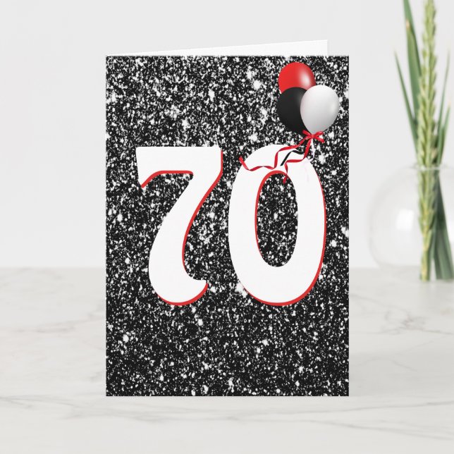 Ballons d'anniversaire 70e sur carte Parties scint (Devant)