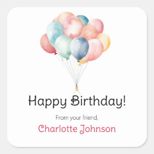 Ballons d'anniversaire heureux Stickers cadeau / É