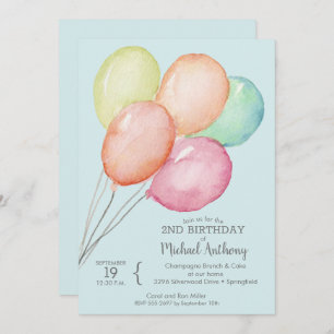 Ballons d'aquarelle sur les invitations d'annivers