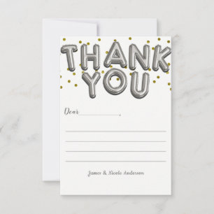 Ballons d'argent Confetti Dot Carte de remerciemen