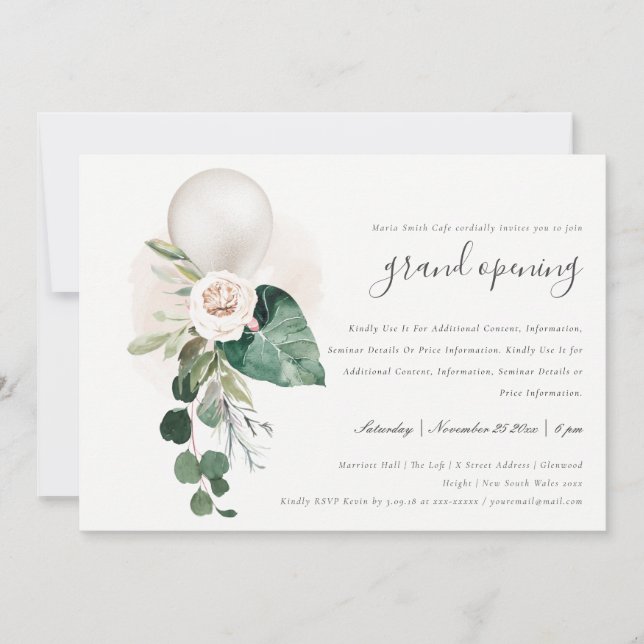 Ballons d'argent mignon Floral Grand Invitation d' (Devant)