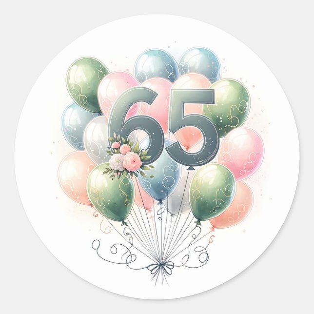 Ballons de 65e anniversaire autocollants (Devant)