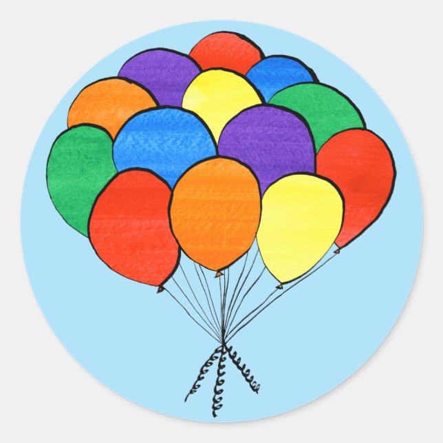 Ballons de couleur arc-en-ciel autocollants d'illu (Devant)