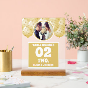 Ballons d'or Mariage photo Numéro de table Frosted