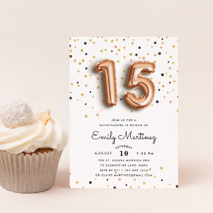 Ballons d'or rose   Quinceanera Invitation