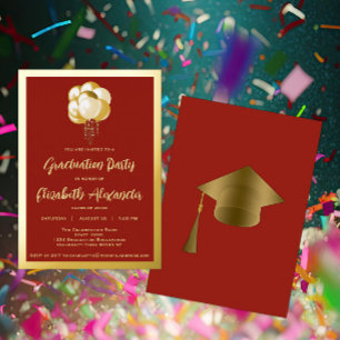 Ballons dorés Invitation en aluminium pour fête de