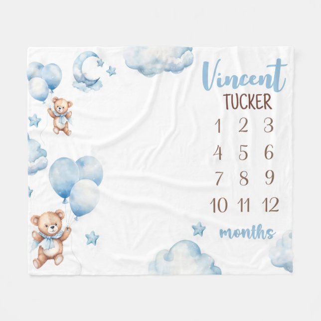 BALLONS D'OURS DE GARÇON Couverture de jalon, Ball (Devant (Horizontal))