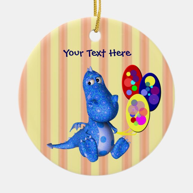 Ballons Dragon Bleu Cute Ornement Personnalisable (Devant)