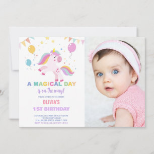 Ballons drapeaux Unicornes Anniversaire Invitation