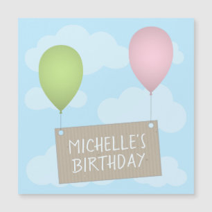 Ballons et étiquette Carte magnétique d'anniversai