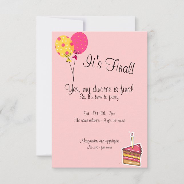 Ballons et invitation de partie de divorce de (Devant)