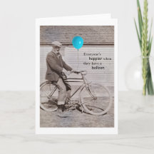 Ballons et un vélo, carte à billets humoristique